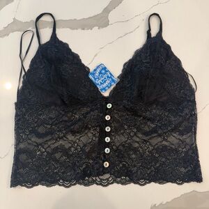 Intimately Free People Black Night Tales Lace Brami Cami Bralette Top
